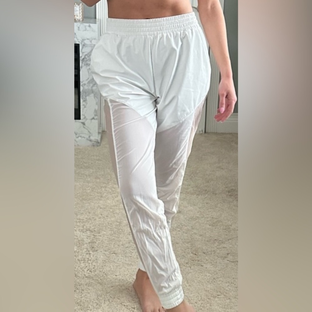 Victoria Secret Sports, Womens Small, White Mesh, Transparent Workout Pants. NWT